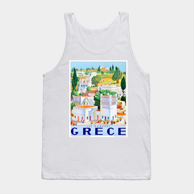 Vintage Travel Poster Greece Ile dAndros Tank Top by vintagetreasure